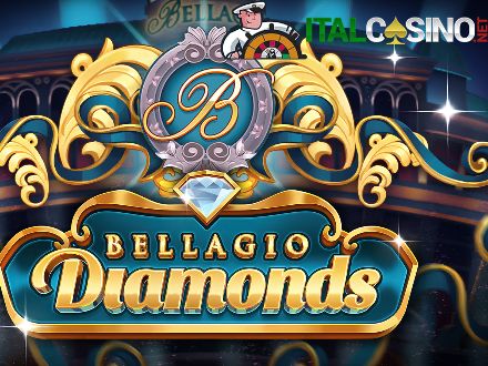 la slot Bellagio Diamonds di Push Gaming con la facciata del Bellagio e le gemme preziose
