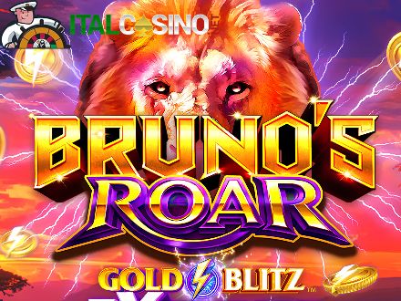 la slot Bruno's Roar Gold Blitz Extreme con il leone Bruno nella savana al tramonto