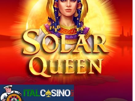 la slot Solar Queen Megaways di Playson con la regina egizia e le piramidi