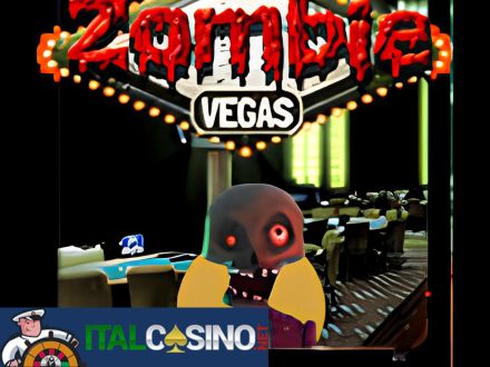 la slot machine Zombie Vegas di Tuko Productions con zombie e insegne di Las Vegas